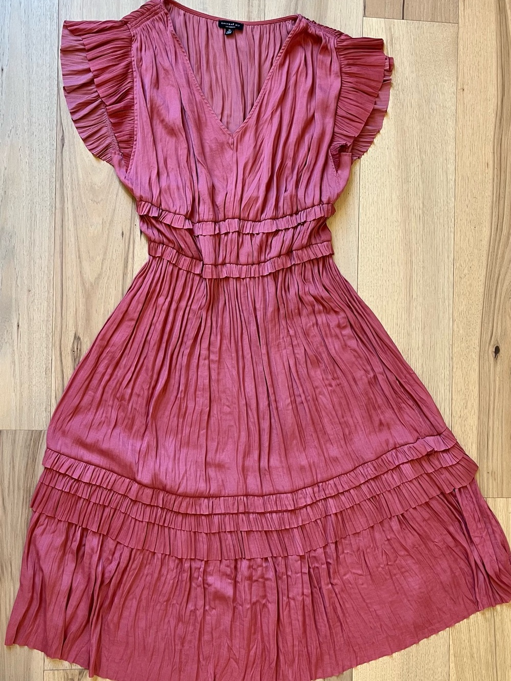 Anthropologie Mauve Ruffled V-Neck Midi Dress